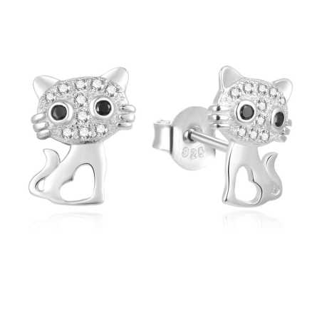 Hravé stříbrné náušnice Kočičky AGUP1874 Beneto