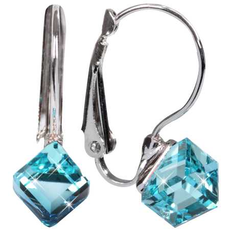 Stylové náušnice Cube Aquamarine Levien