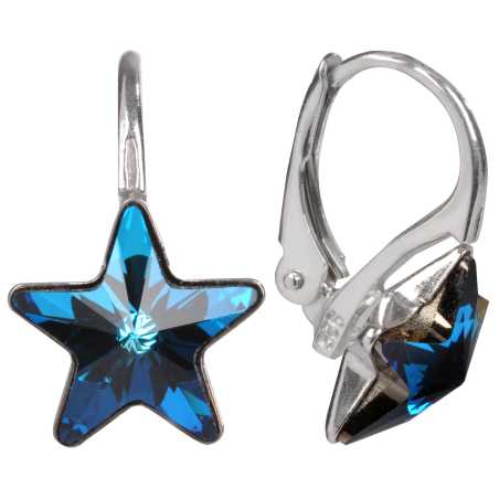 Stříbrné dívčí náušnice Star Bermuda Blue Levien