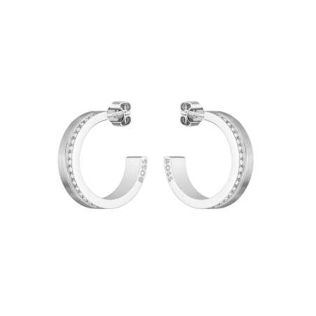 Slušivé ocelové kruhové náušnice 1580526 Hugo Boss