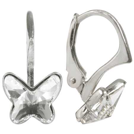 Dívčí stříbrné náušnice Butterfly Crystal Levien