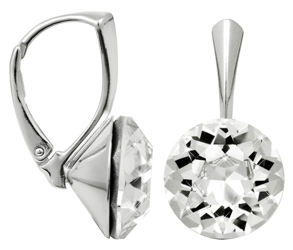 Třpytivé stříbrné náušnice Dentelle Crystal Levien