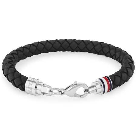 Elegantní pánský náramek z černé kůže Tyson 2790545 Tommy Hilfiger