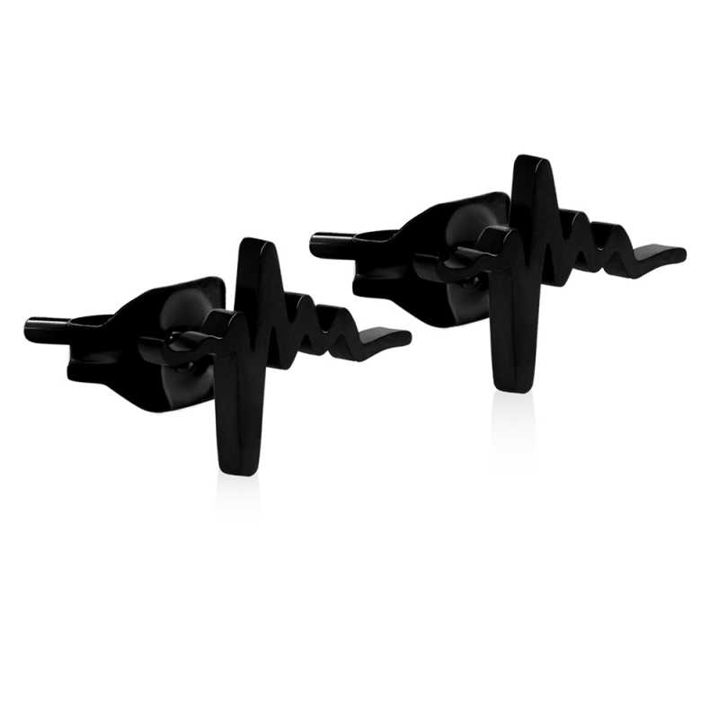 Originální černé náušnice Srdeční tep Troli Originální černé náušnice Srdeční tep Troli