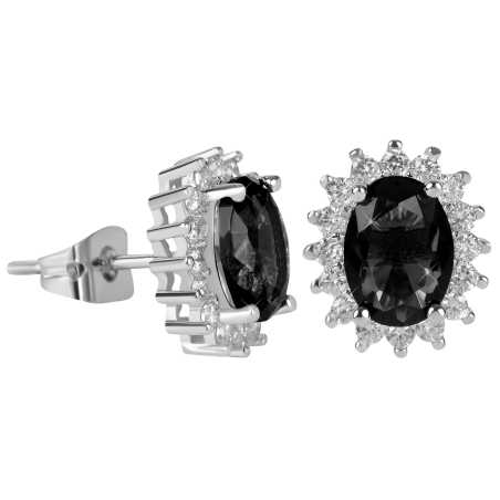 Třpytivé náušnice s černými krystaly Troli