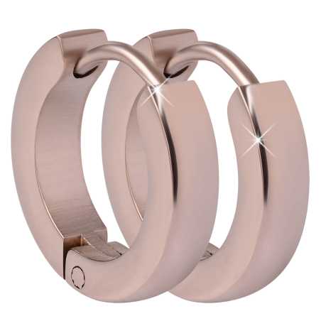 Růžově pozlacené ocelové náušnice kroužky Troli