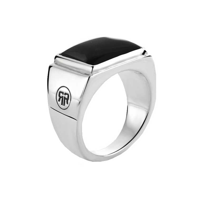 Nadčasový stříbrný prsten Square Onyx Lowneck RR-RG030-S Rebel&Rose / Obvod: 63 mm - 63 mm