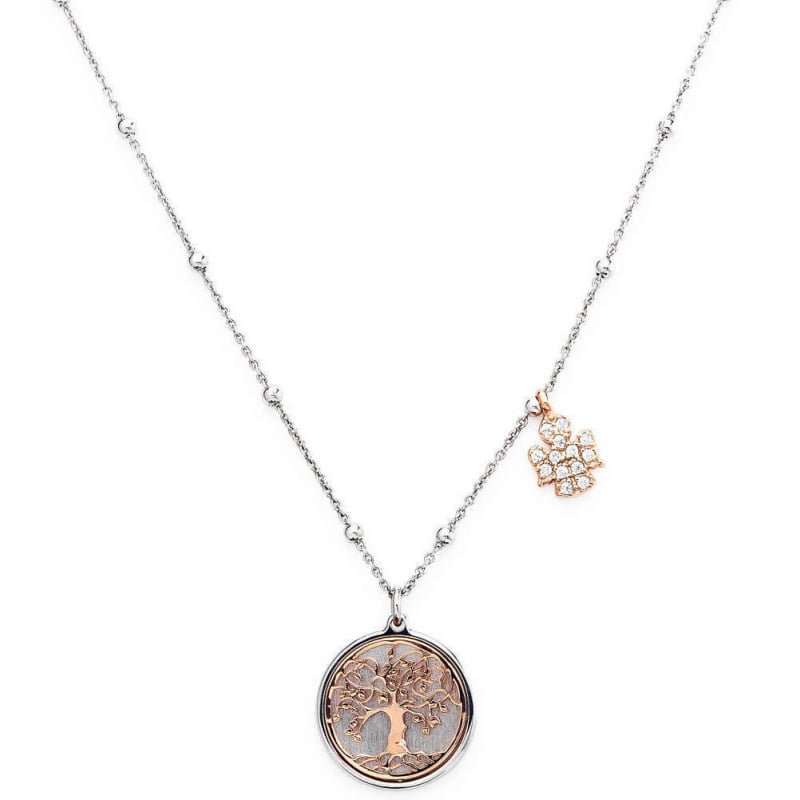 Růžově pozlacený stříbrný náhrdelník CLAL Amen Růžově pozlacený stříbrný náhrdelník CLAL Amen