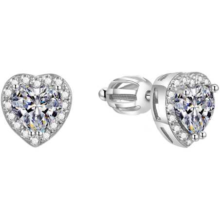 Třpytivé srdíčkové náušnice AGUP1486S Beneto