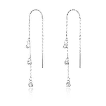 Dlouhé stříbrné náušnice se zirkony AGUV1964 Beneto