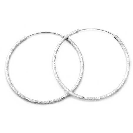 Třpytivé stříbrné kruhové náušnice AGUC1240/N Beneto / Průměr: 4,5 cm