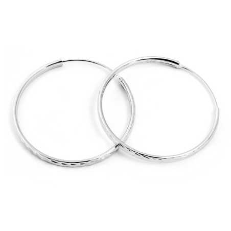 Třpytivé stříbrné kruhové náušnice AGUC2098/30/N Beneto