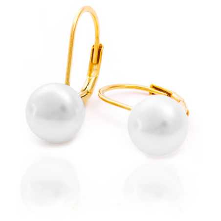Pozlacené náušnice ze stříbra s pravými perlami AGUC2264P-GOLD Beneto