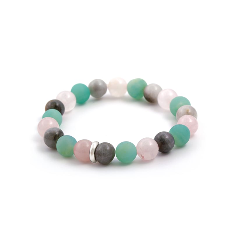 Korálkový náramek z růženínu, amazonitu a labradoritu MINK10/17 Agato
