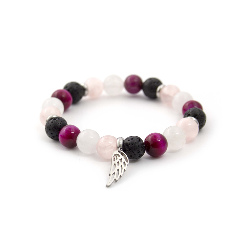 Korálkový náramek z jadeitu, tygřího oka a lávového kamene MINK21/17 Agato