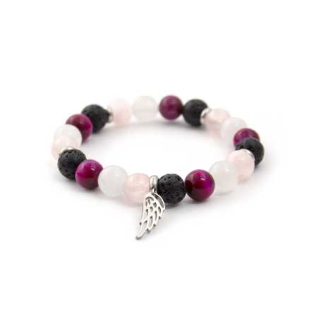 Korálkový náramek z jadeitu, tygřího oka a lávového kamene MINK21/17 Agato