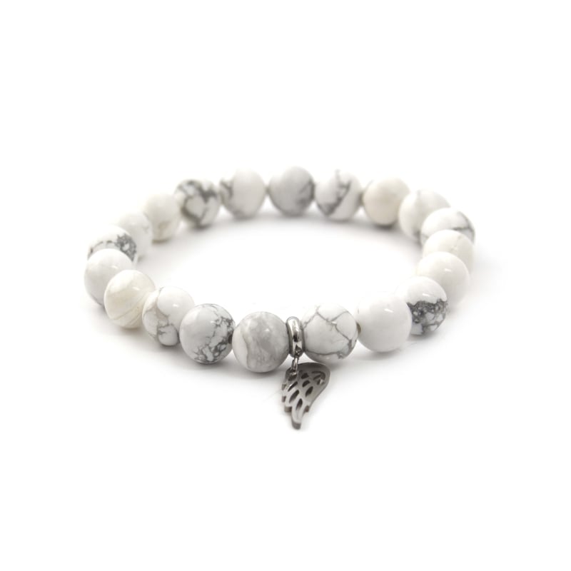 Korálkový náramek z bílého howlitu MINK30/17 Agato