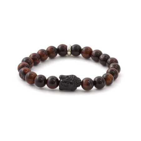 Korálkový náramek z tygřího oka MINK114 Agato / Délka: 17 cm