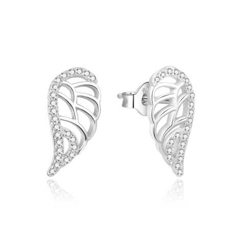 Půvabné stříbrné náušnice se zirkony Andělská křídla AGUP707L Beneto