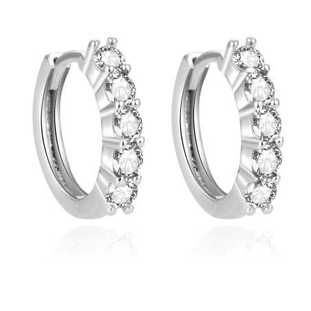 Nadčasové kruhové náušnice se zirkony AGUC1534 Beneto