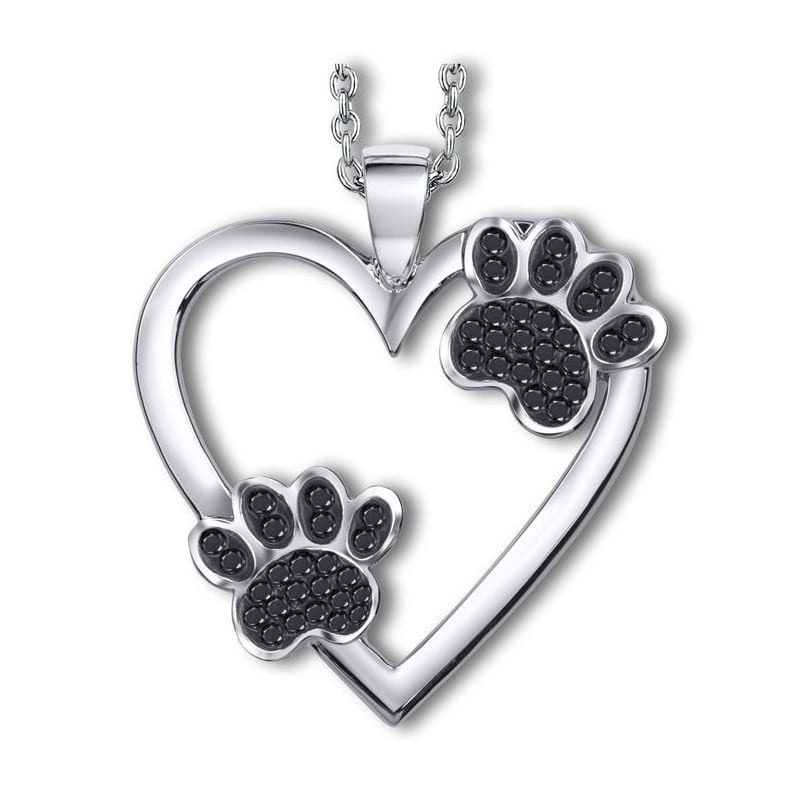 Hravý náhrdelník Srdce s tlapkami 30257.JET.R Crystalp