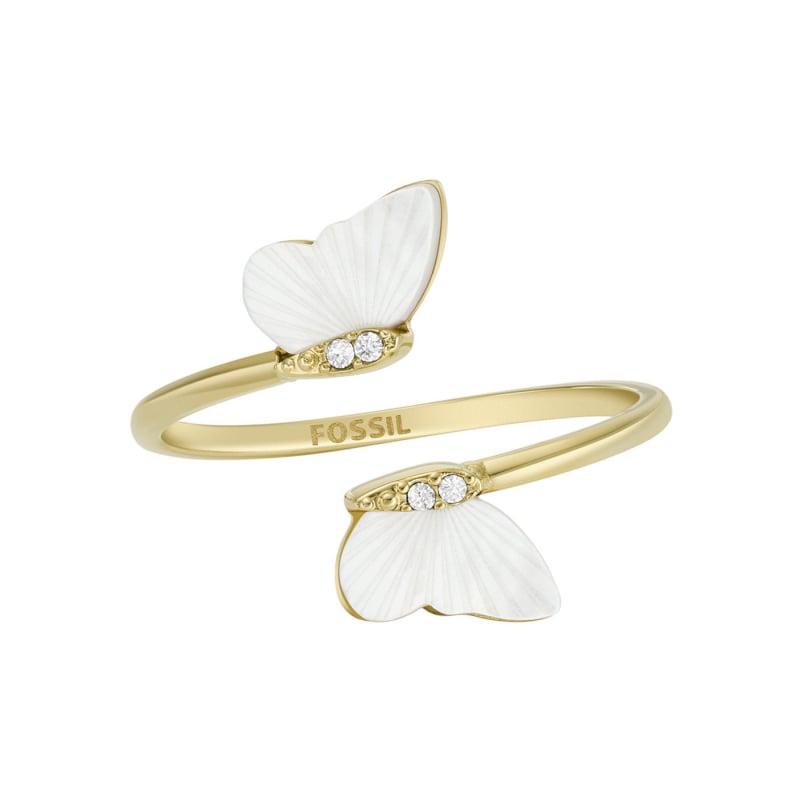 Slušivý pozlacený otevřený prsten Radiant Wings JF04423710 Fossil / Obvod: 54 mm - 54 mm