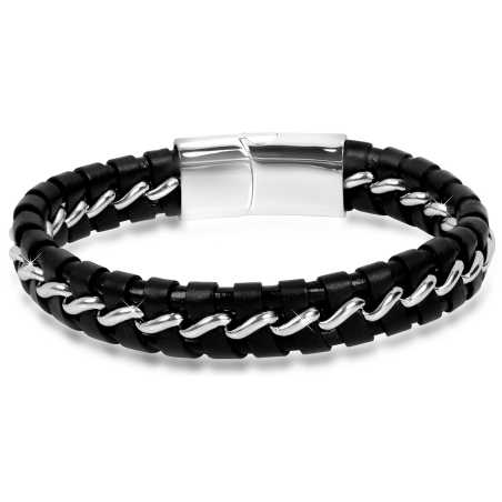 Proplétaný kožený náramek Leather Troli / Délka: 23 cm