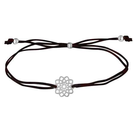 Šňůrkový náramek s mandalou černá/ocelová Troli