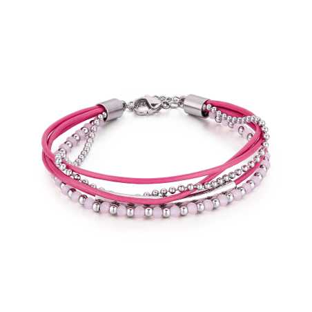 Růžový korálkový náramek VESB0521S-C Troli