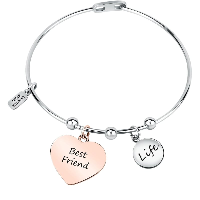 Slušivý pevný bicolor náramek s přívěsky Friendship LPS05ARR92 La Petite Story