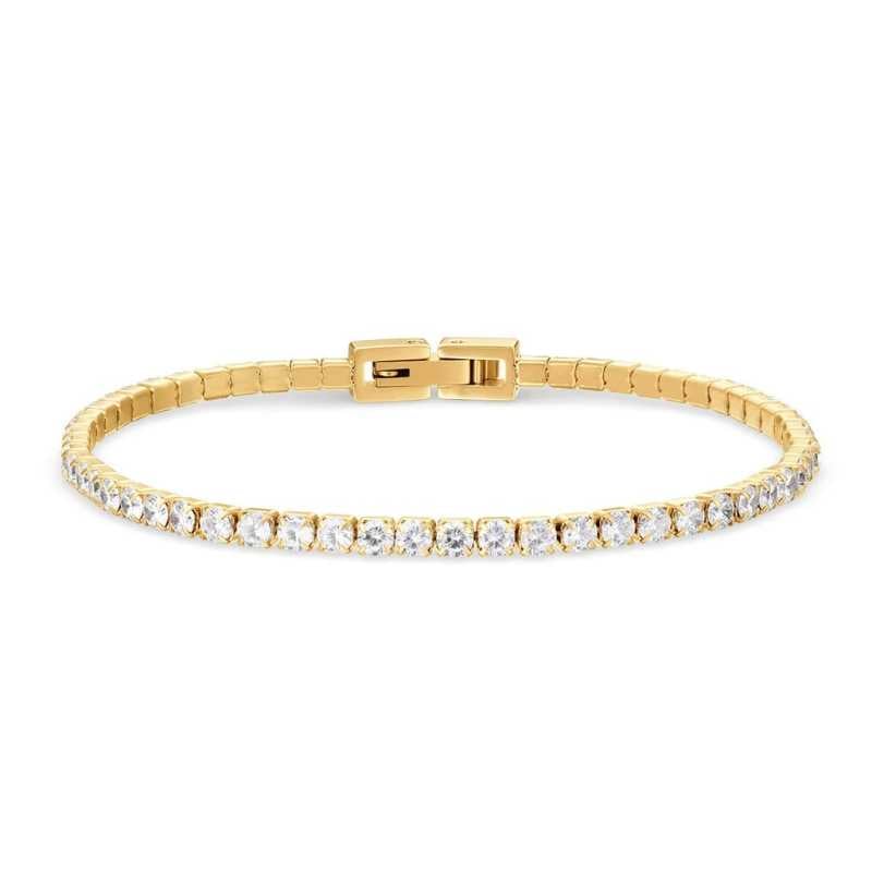 Oslnivý pozlacený náramek se zirkony Arctic Symphony 646-27-190 Bering