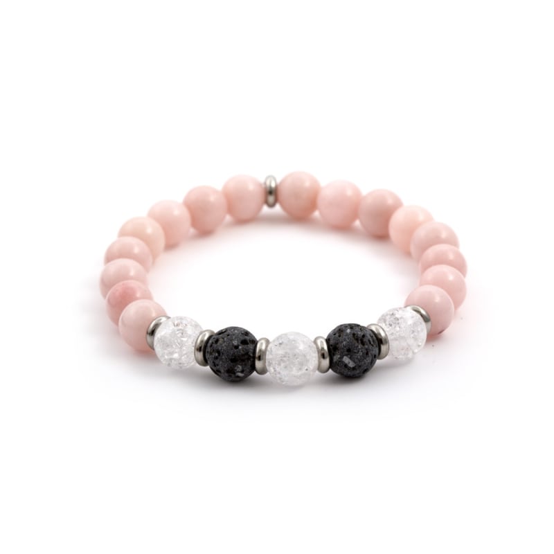 Korálkový náramek z lávového kamene, jadeitu a křišťálu MINK35/17 Agato