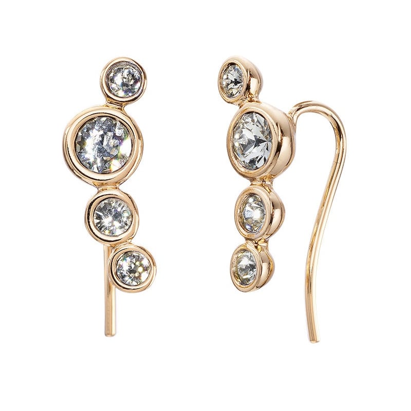 Pozlacené podélné náušnice s krystaly Solace 42217.G Crystalp