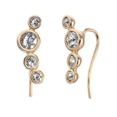 Pozlacené podélné náušnice s krystaly Solace 42217.G Crystalp