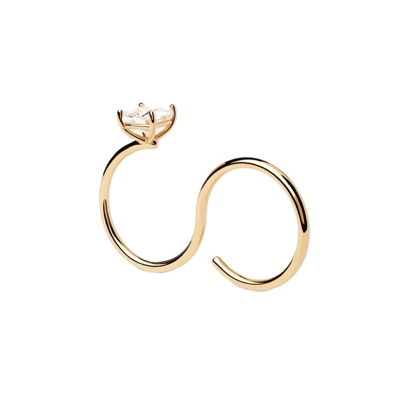 Módní dvojitý pozlacený prsten se zirkonem Sofia AN01-A27 Pdpaola / Obvod: 58 mm - 58 mm