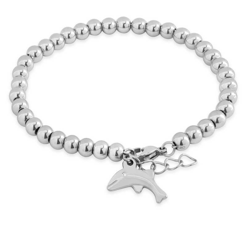 Korálkový ocelový náramek s delfínem Troli Korálkový ocelový náramek s delfínem Troli
