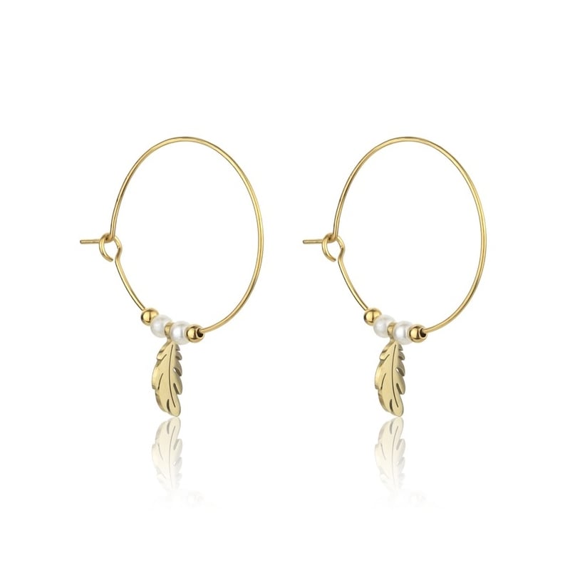 Pozlacené náušnice kruhy s perličkami Ruth EWE23064G Emily Westwood