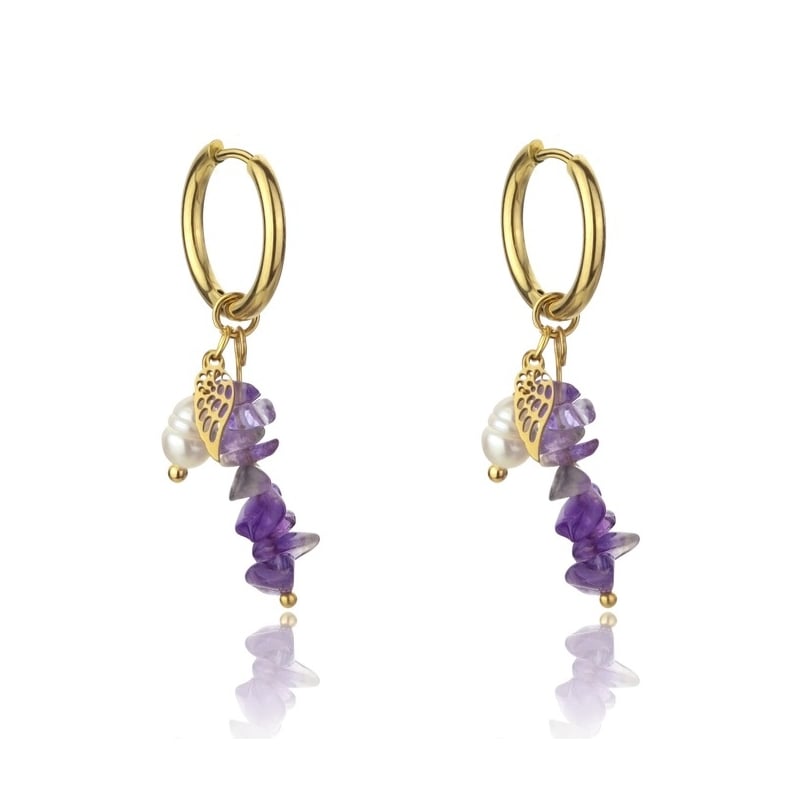 Okouzlující pozlacené kruhové náušnice 2v1 Norah EWE23053G Emily Westwood