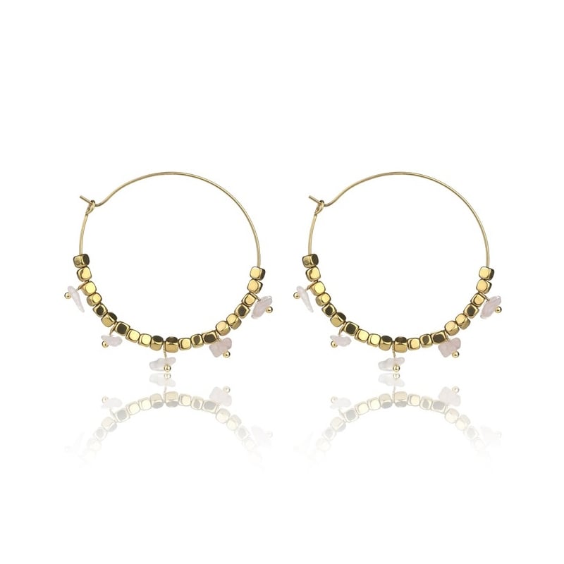 Pozlacené náušnice kruhy s růženínem Eden EWE23040G Emily Westwood