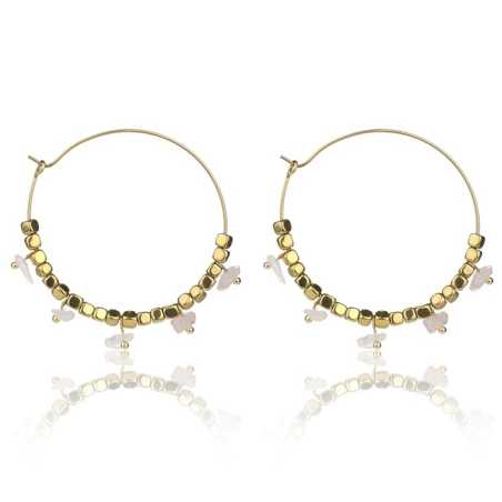 Pozlacené náušnice kruhy s růženínem Eden EWE23040G Emily Westwood