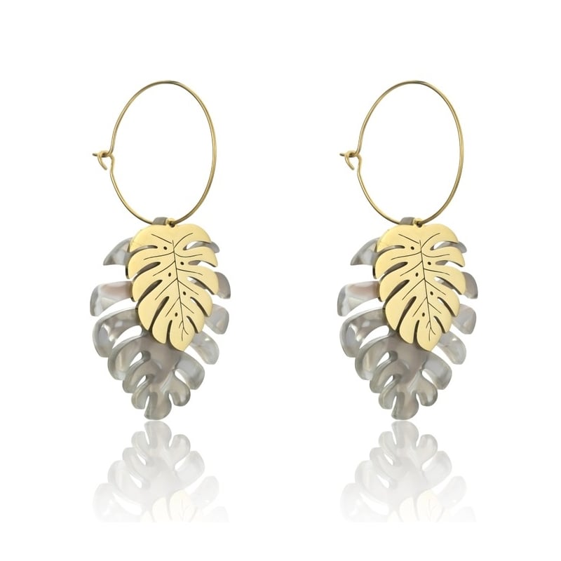 Módní pozlacené náušnice kruhy 2v1 Nina EWE23094G Emily Westwood