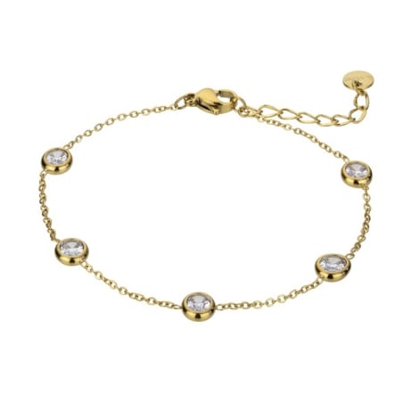 Slušivý pozlacený náramek s čirými zirkony Angelina EWB23071G Emily Westwood