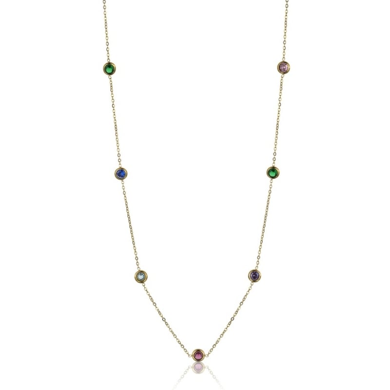 Pozlacený náhrdelník s barevnými krystaly Phoebe EWN23095G Emily Westwood