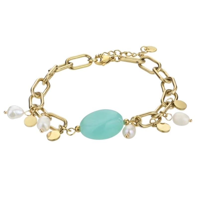 Pozlacený dvojitý náramek Elizabeth Blue Bracelet MCB23007G Marc Malone Pozlacený dvojitý náramek Elizabeth Blue Bracelet MCB23007G Marc Malone