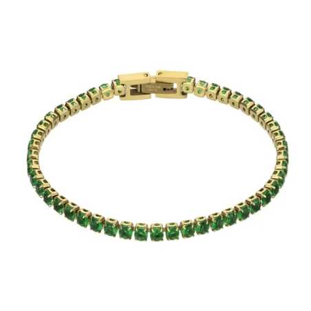 Tenisový pozlacený náramek Tessa Green Bracelet MCB23055G Marc Malone