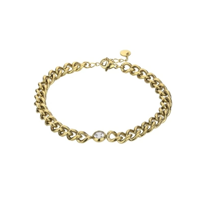 Slušivý pozlacený náramek Kendall White Bracelet MCB23079G Marc Malone