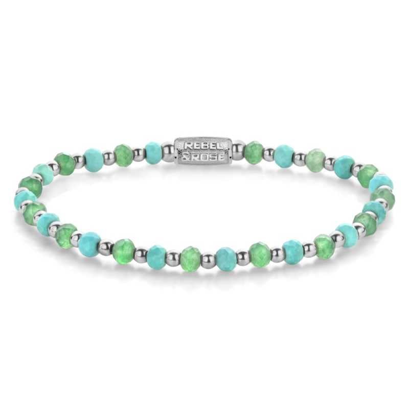 Korálkový náramek Blue Green Adventure RR-40144-S Rebel&Rose / Délka: 16,5 cm