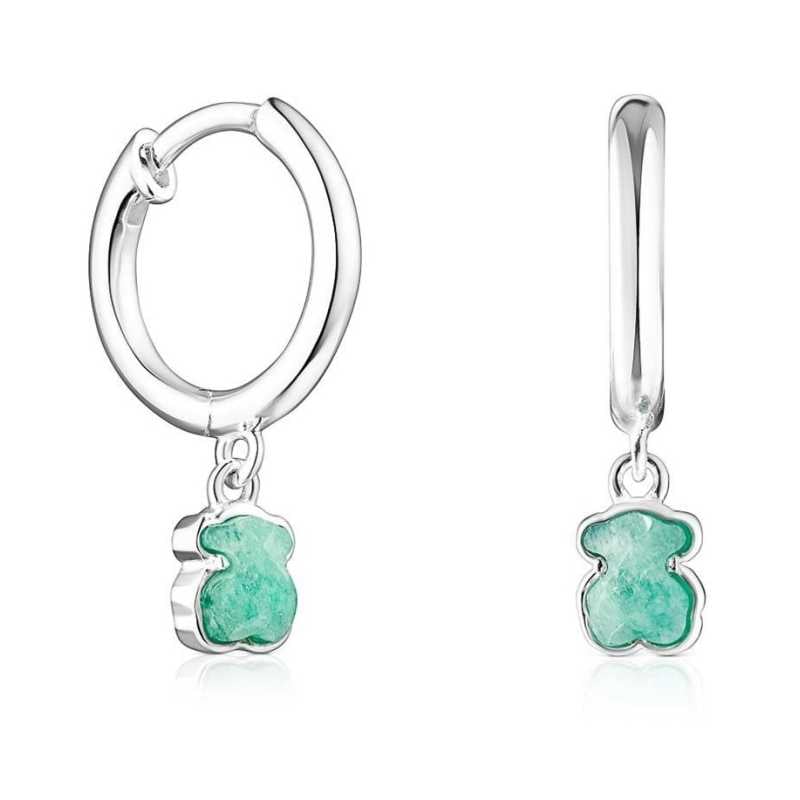 Originální stříbrné visací náušnice s amazonitem 1003386300 Tous Originální stříbrné visací náušnice s amazonitem 1003386300 Tous