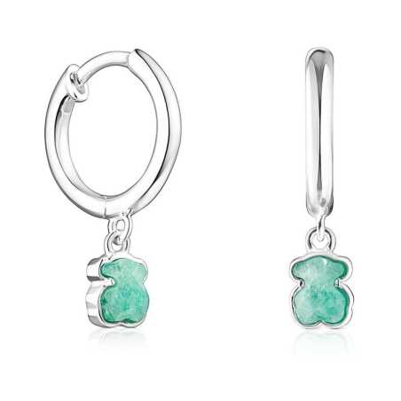 Originální stříbrné visací náušnice s amazonitem 1003386300 Tous