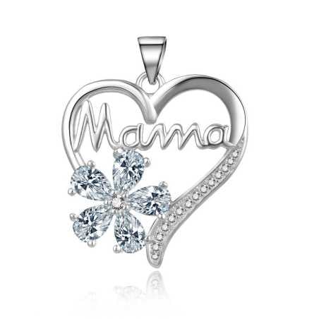 Půvabný stříbrný přívěsek Třpytivé srdce Mama P0001344 Moiss